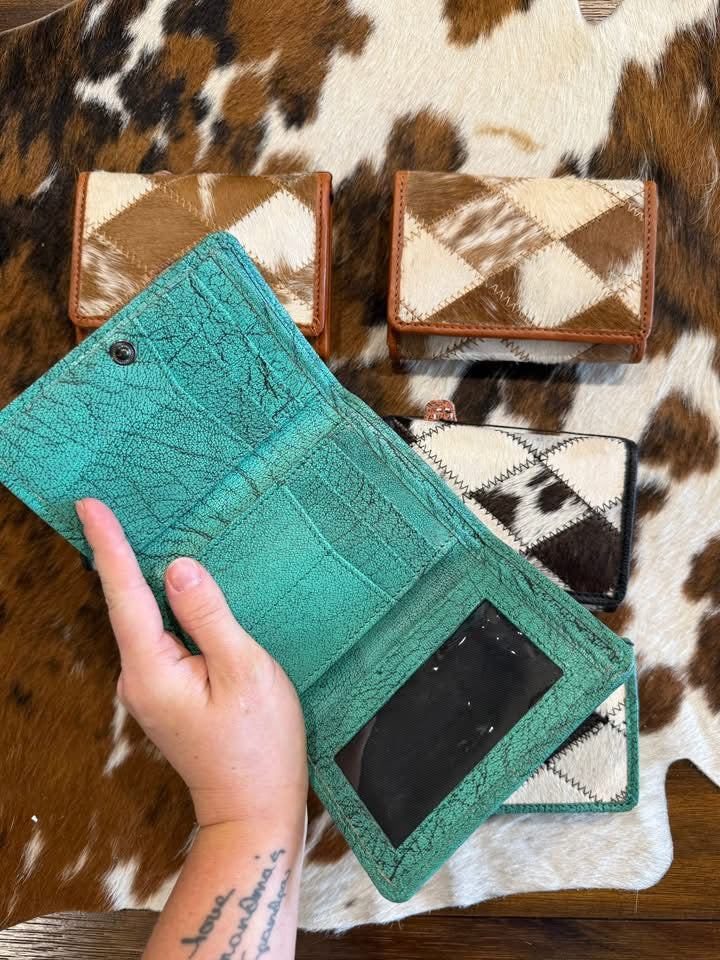 Diamond Cowhide Trifold Wallet