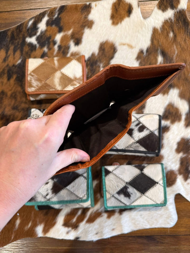 Diamond Cowhide Trifold Wallet