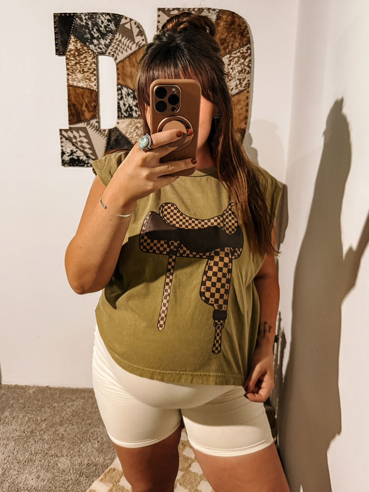 Check Your Saddle Boyfriend Tank