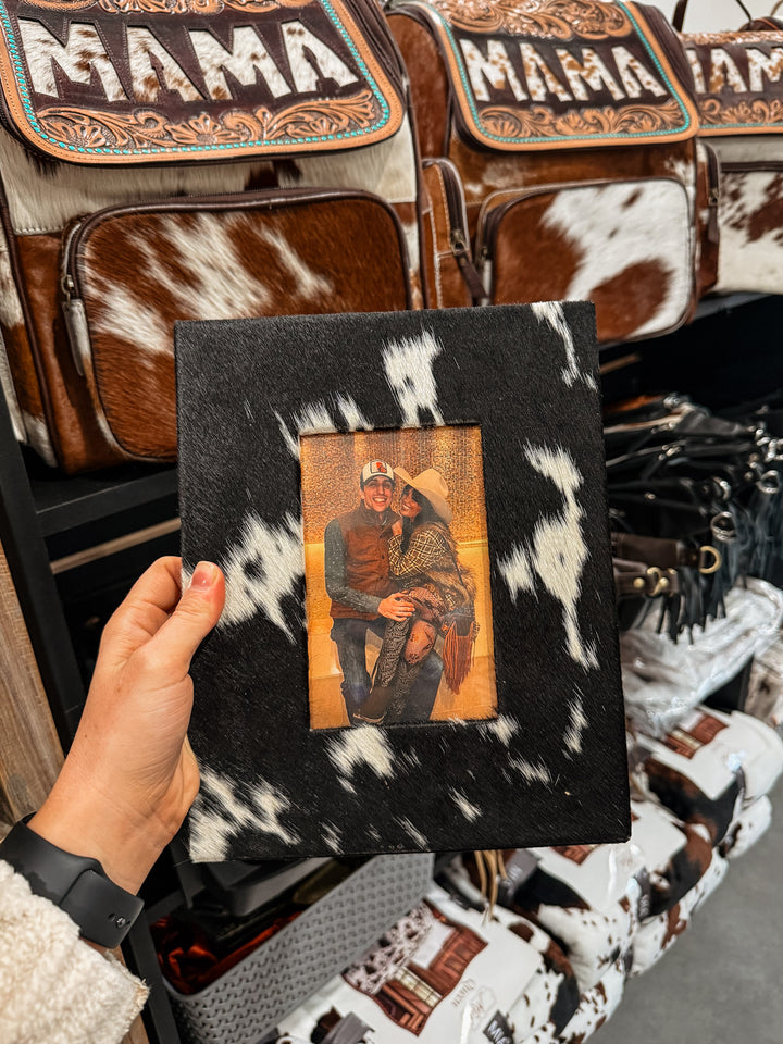 Cowhide Picture Frame: Black