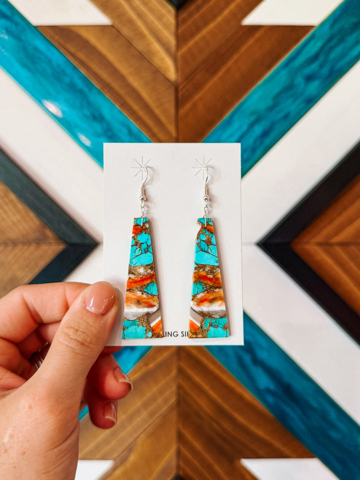 Spiny Turquoise Slab Earrings