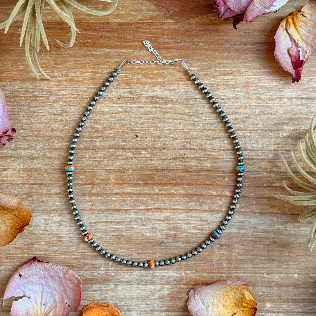 Mohave & Sterling Silver Necklace – 4 & 6 mm