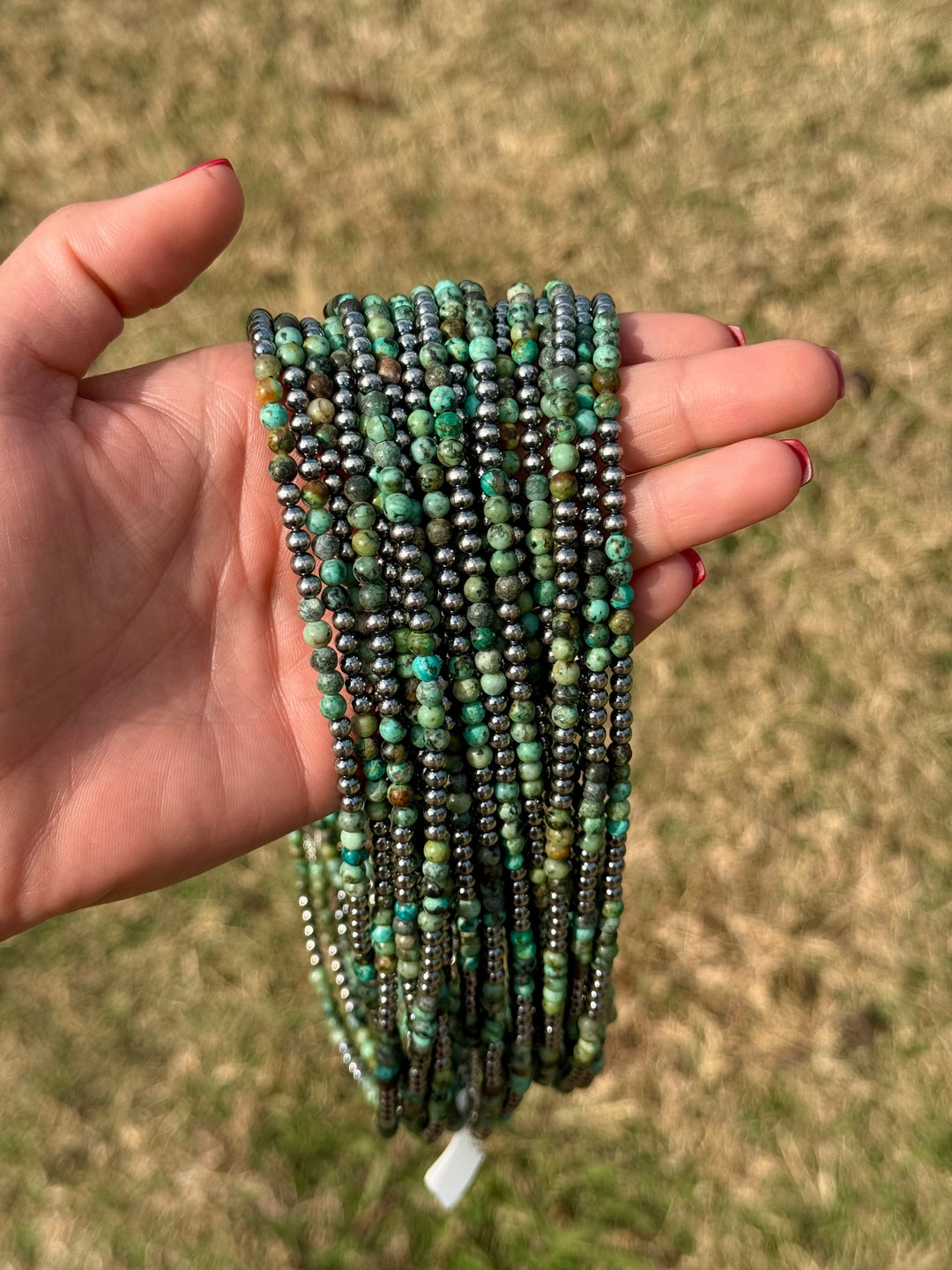 Sterling Silver & African Turquoise Necklace - 4mm – 19”