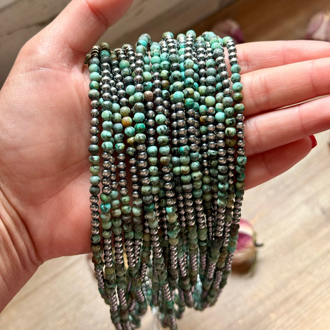 Sterling Silver & African Turquoise Necklace - 4mm – 19”