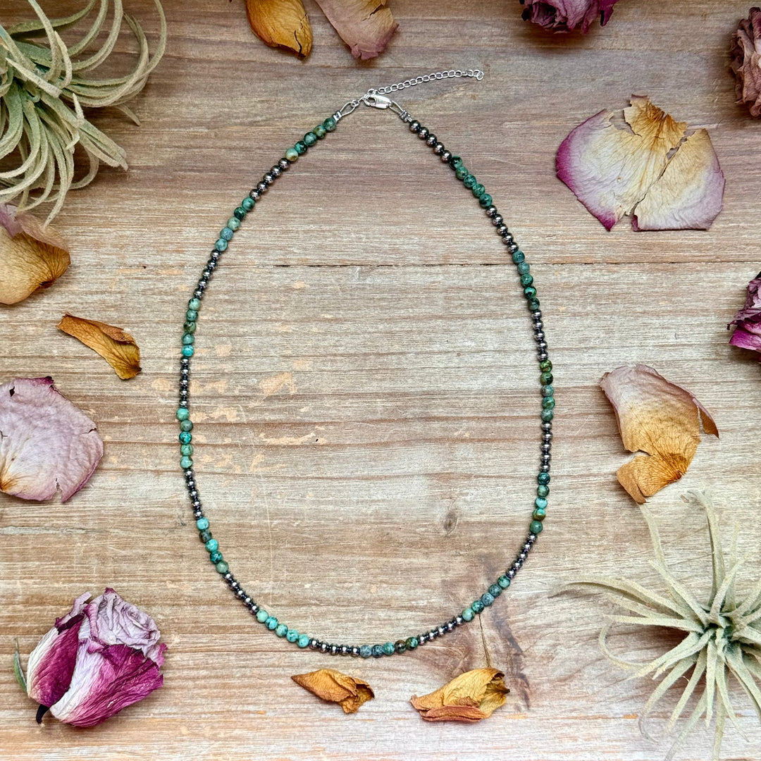Sterling Silver & African Turquoise Necklace - 4mm – 19”