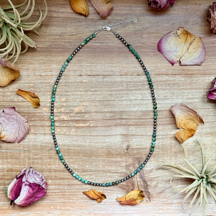 Sterling Silver & African Turquoise Necklace - 4mm – 19”