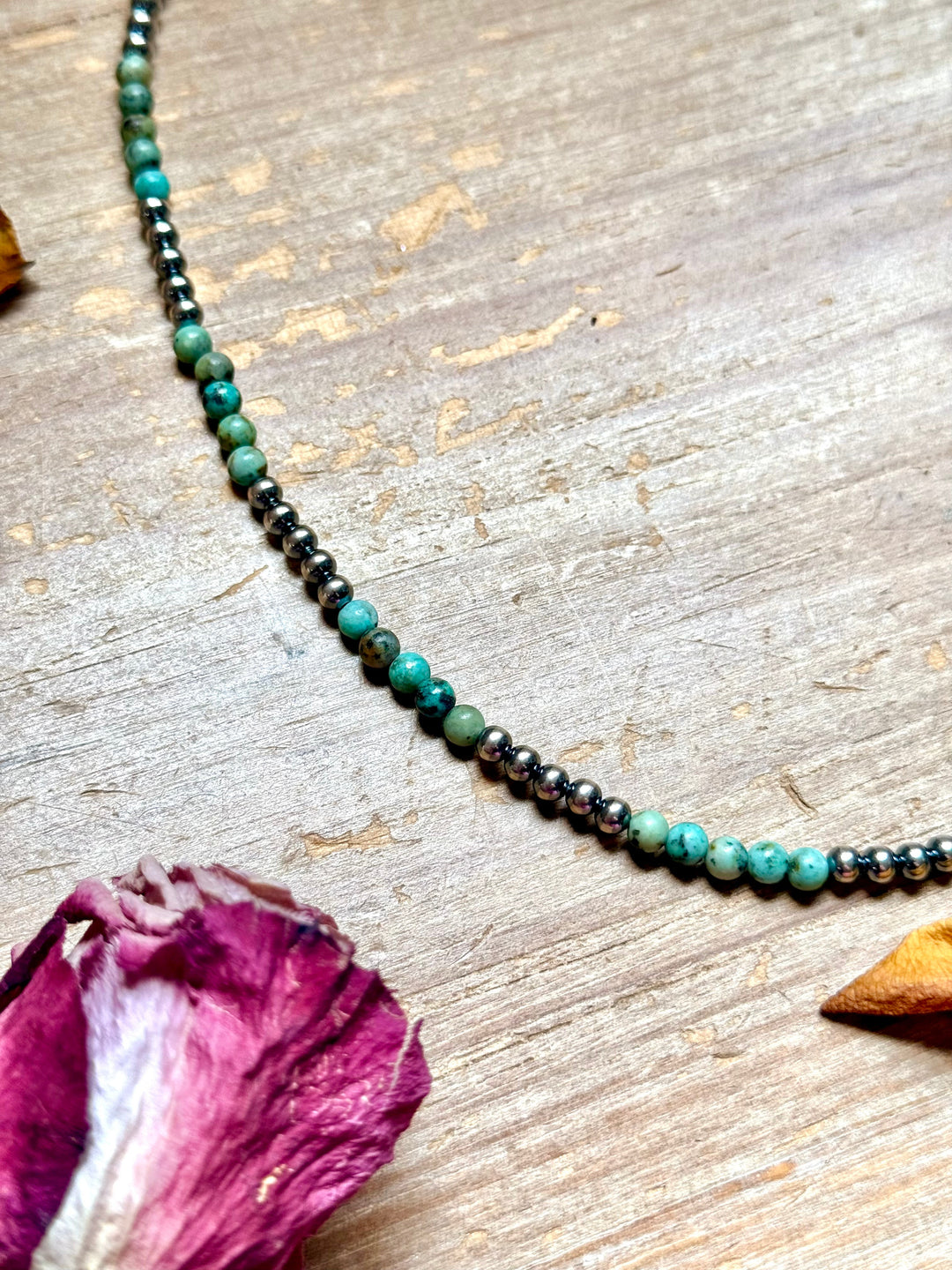 Sterling Silver & African Turquoise Necklace - 4mm – 19”