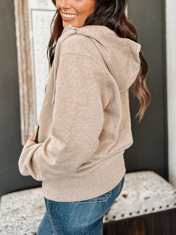 Ariat: 1/2 Zip Hoodie: Tan