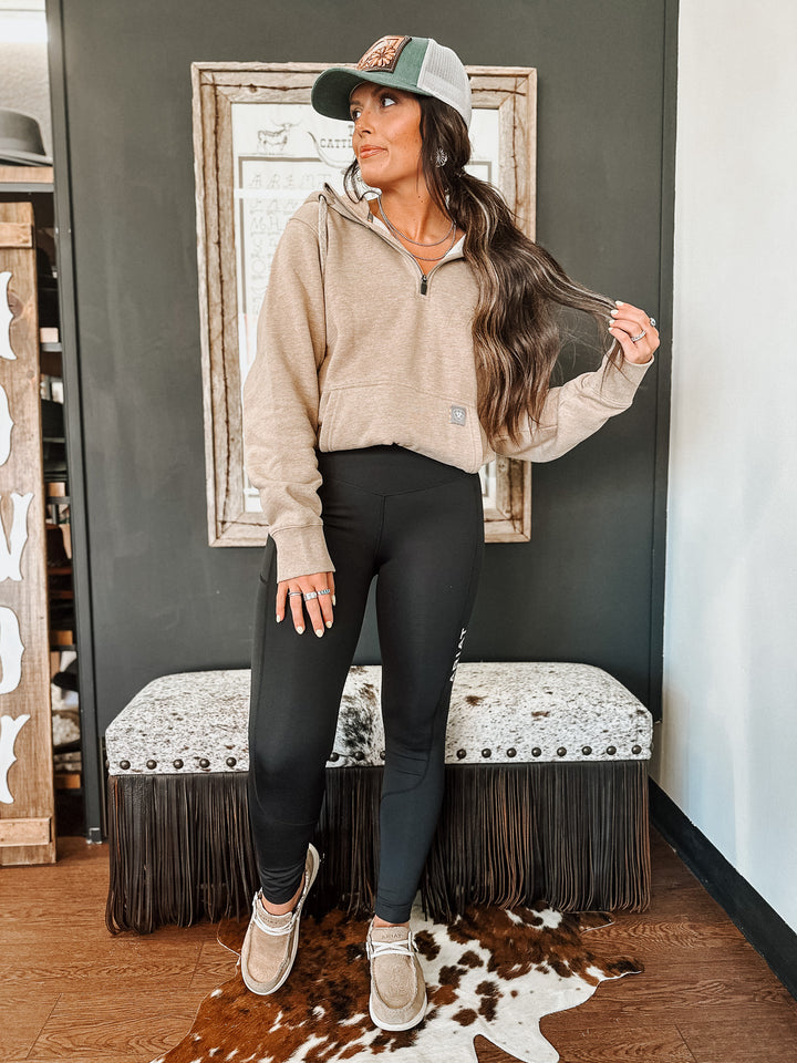 Ariat: 1/2 Zip Hoodie: Tan