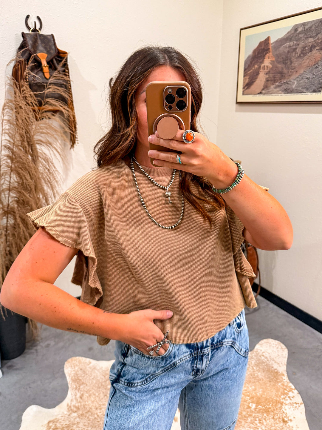 Charleston Waffle Knit Top