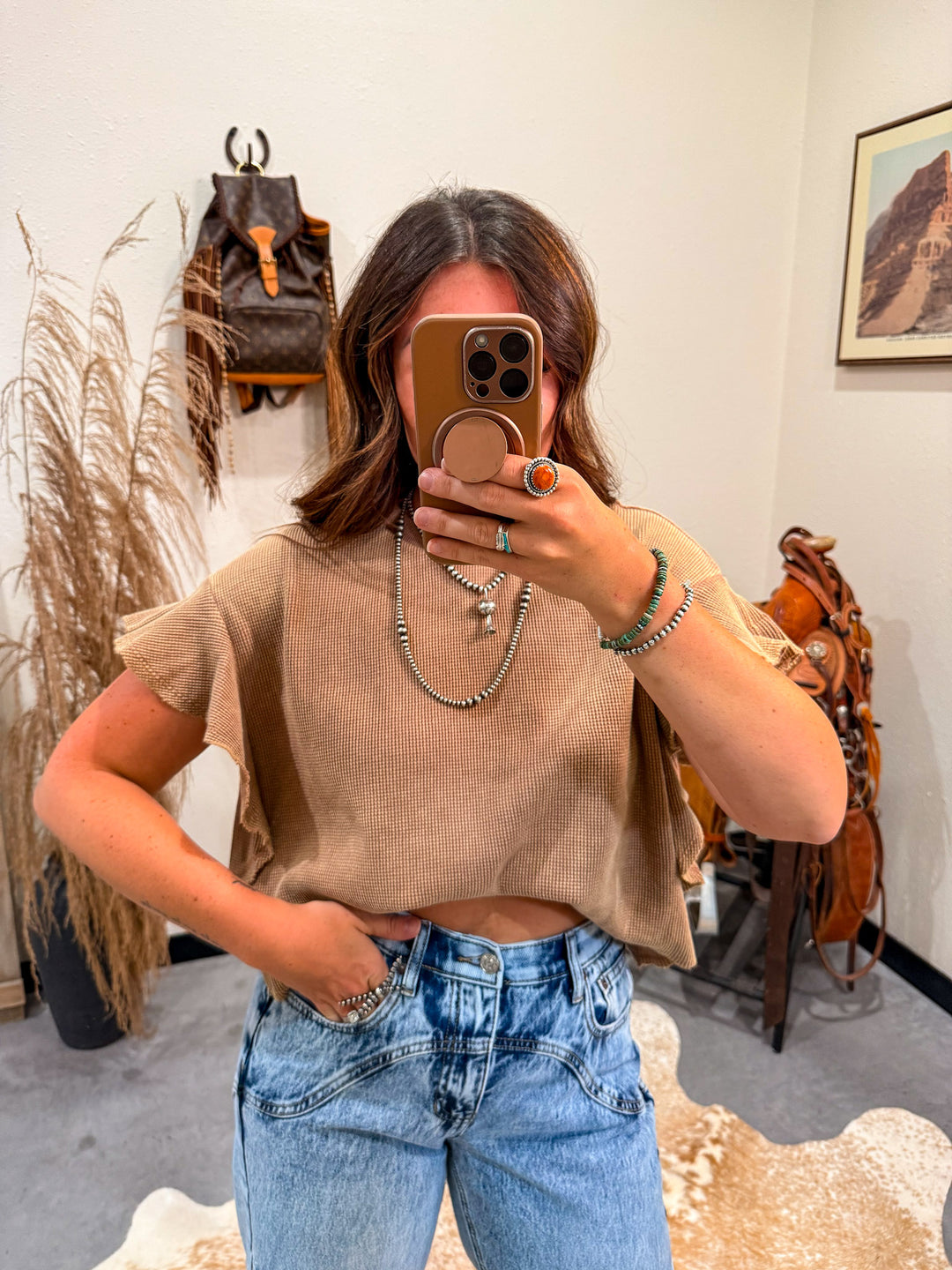 Charleston Waffle Knit Top