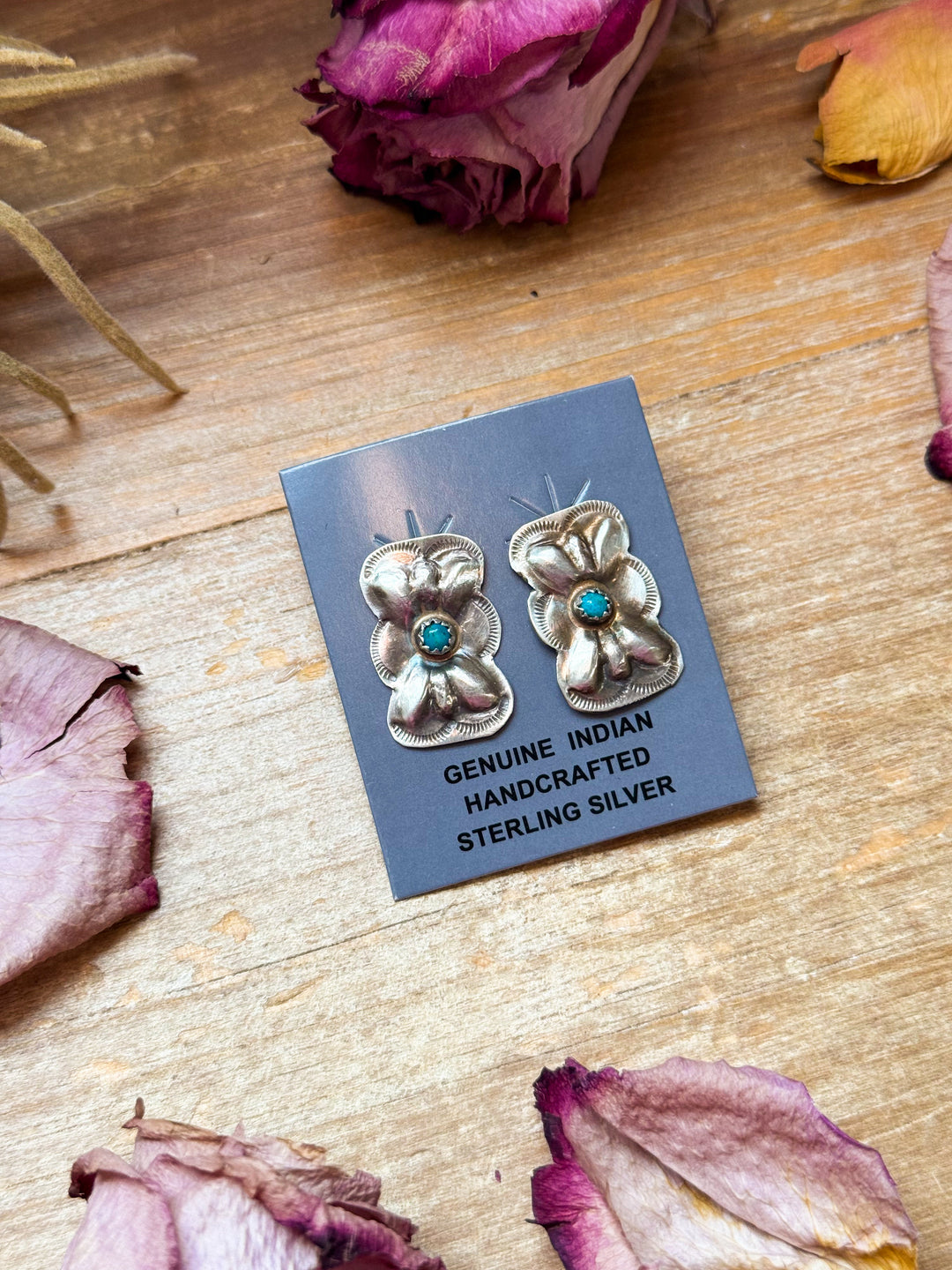 Sterling Silver & Kingman Bow Earrings