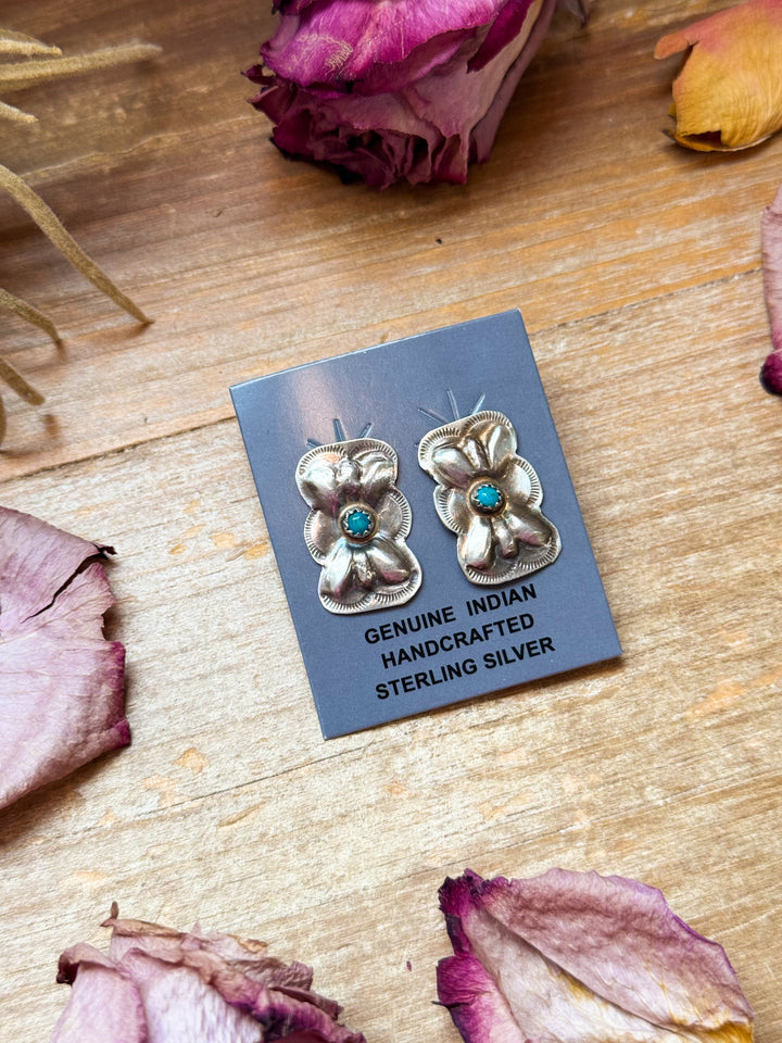 Sterling Silver & Kingman Bow Earrings