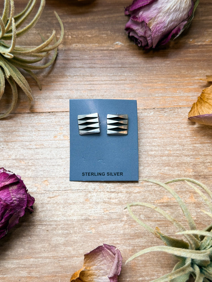 Silver Square Stud Earrings – L. Tahe