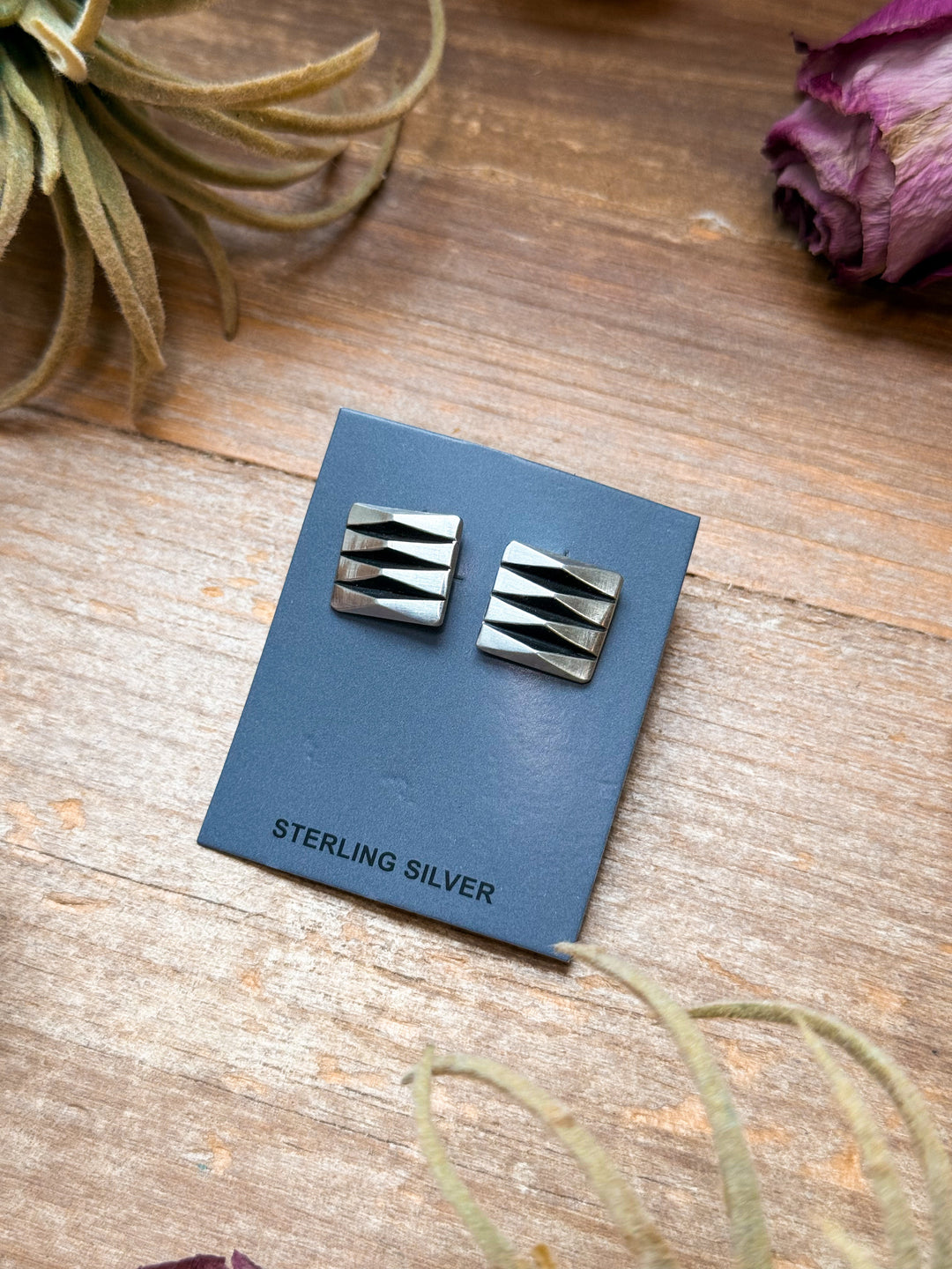 Silver Square Stud Earrings – L. Tahe