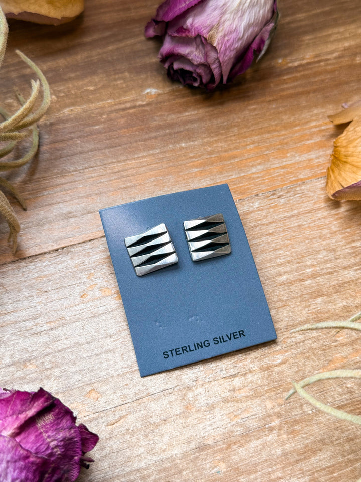 Silver Square Stud Earrings – L. Tahe