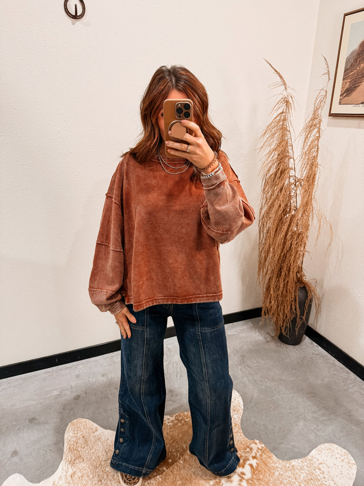 Addy Acid Wash Top: Rust