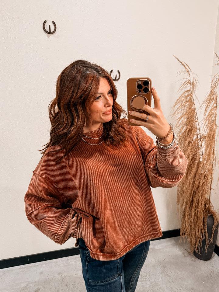 Addy Acid Wash Top: Rust