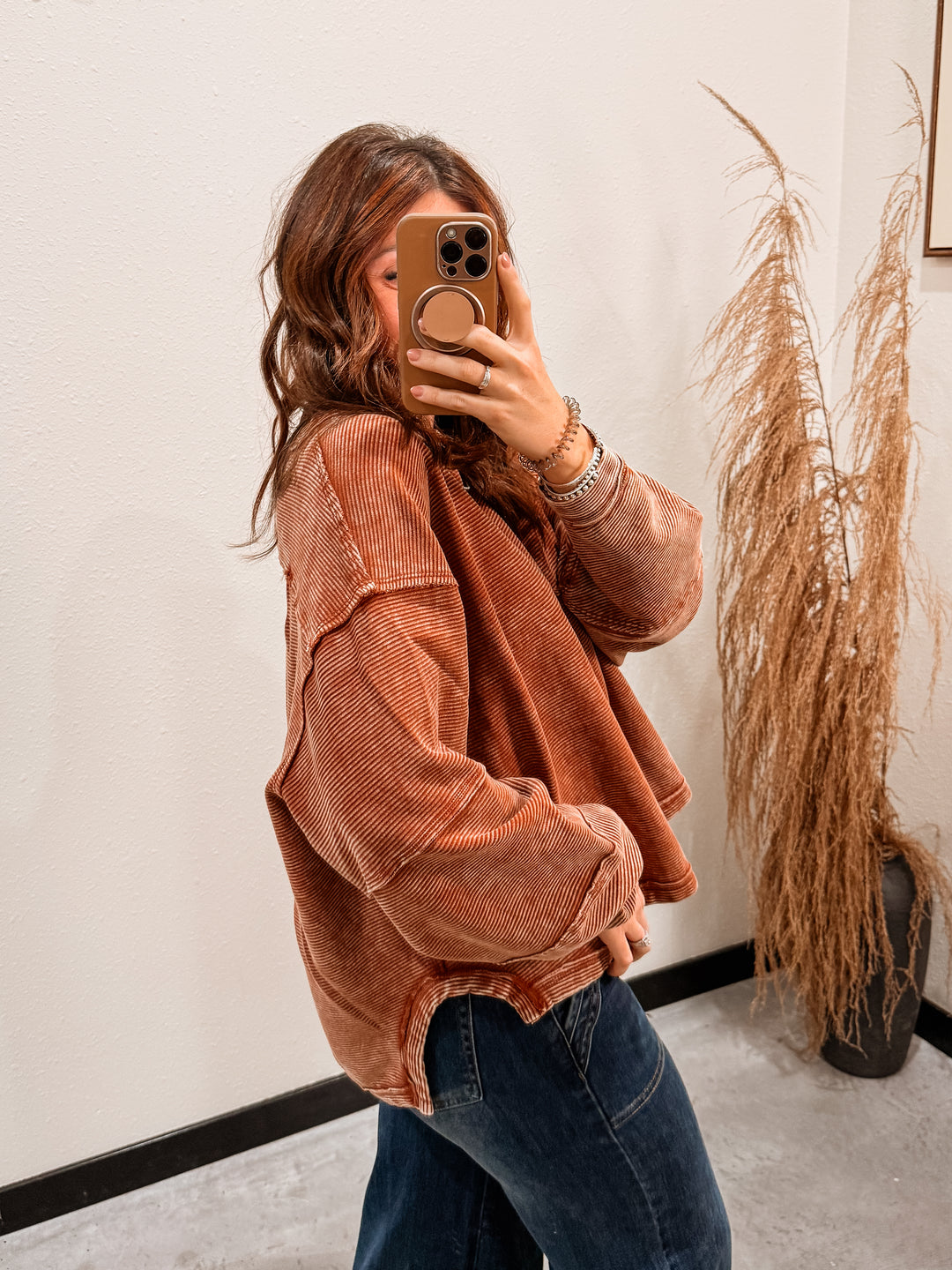 Addy Acid Wash Top: Rust
