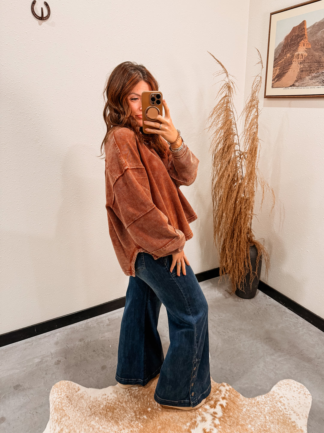 Addy Acid Wash Top: Rust
