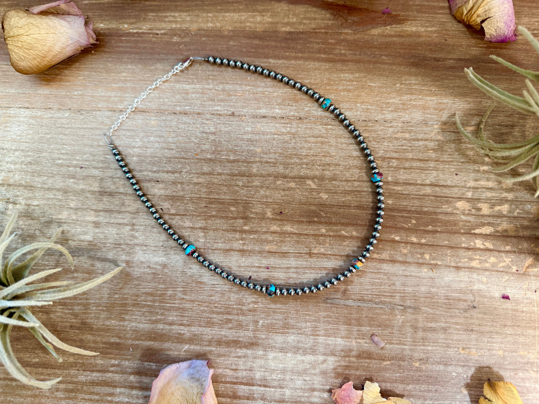 Mohave & Sterling Silver Necklace – 4 & 6 mm