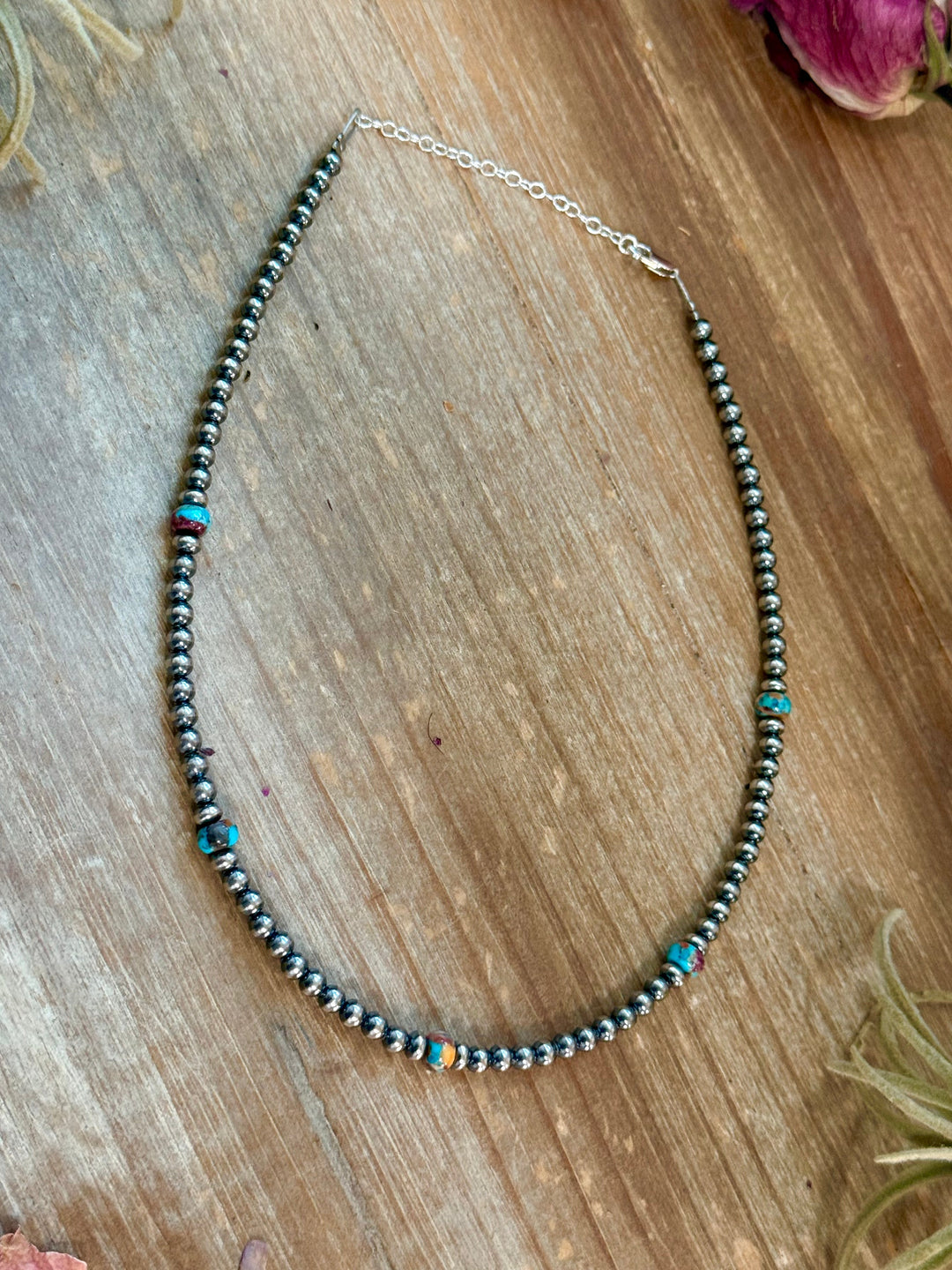 Mohave & Sterling Silver Necklace – 4 & 6 mm