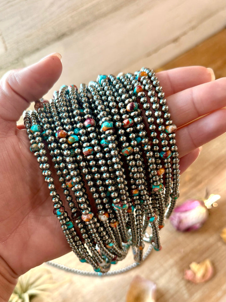 Mohave & Sterling Silver Necklace – 4 & 6 mm