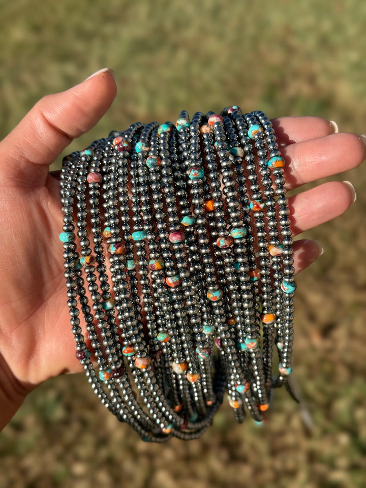 Mohave & Sterling Silver Necklace – 4 & 6 mm