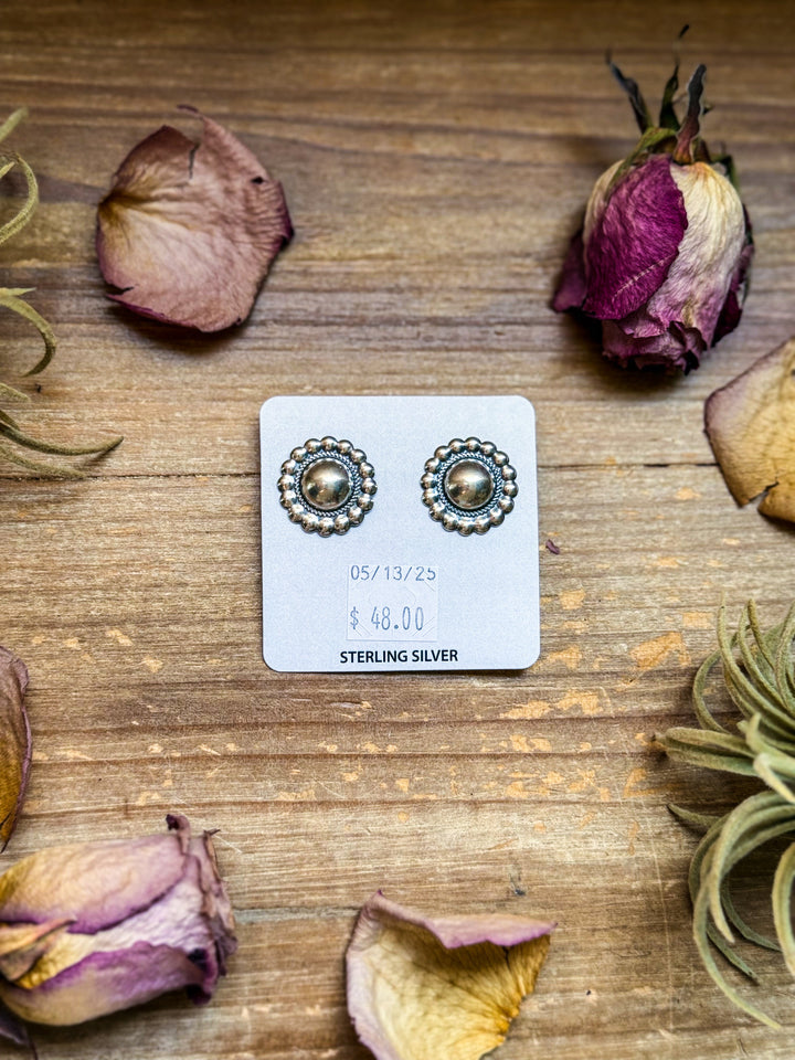 Sterling Silver Concho Earrings