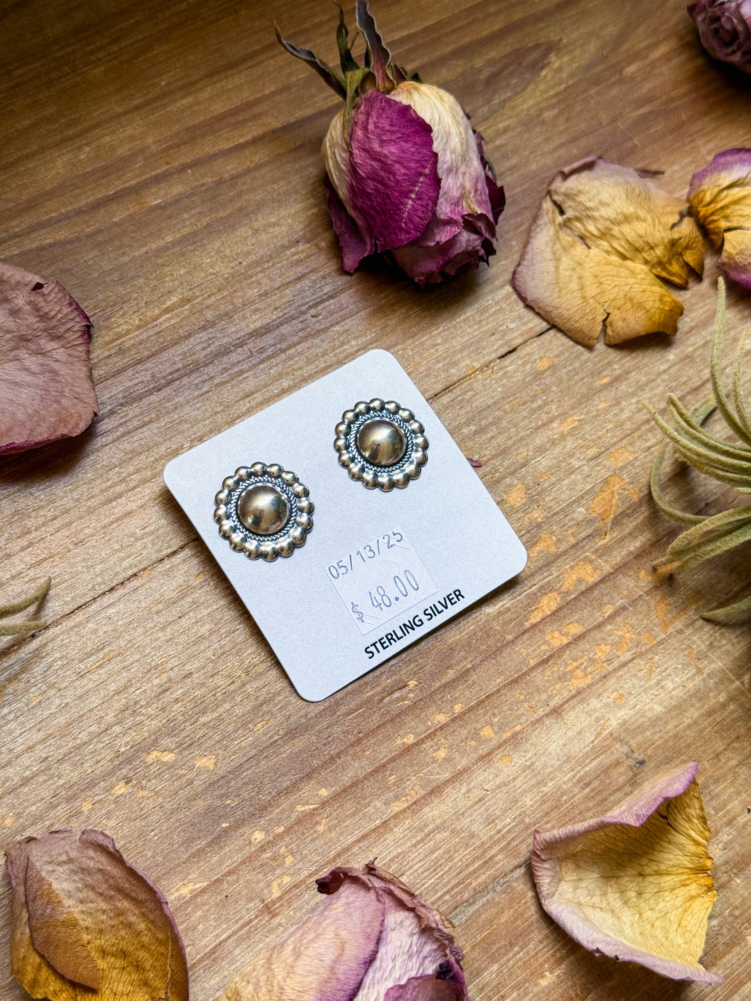 Sterling Silver Concho Earrings