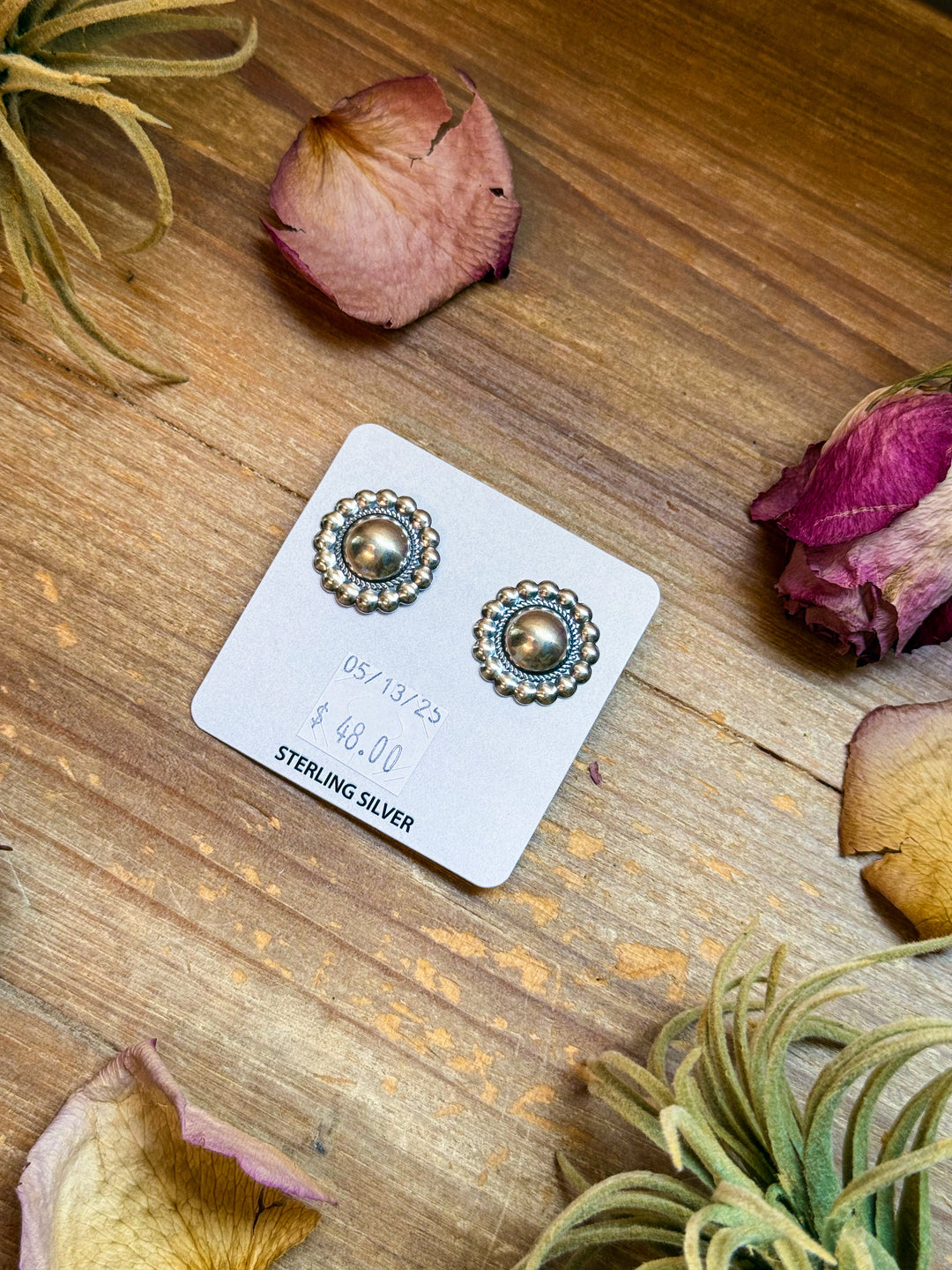 Sterling Silver Concho Earrings