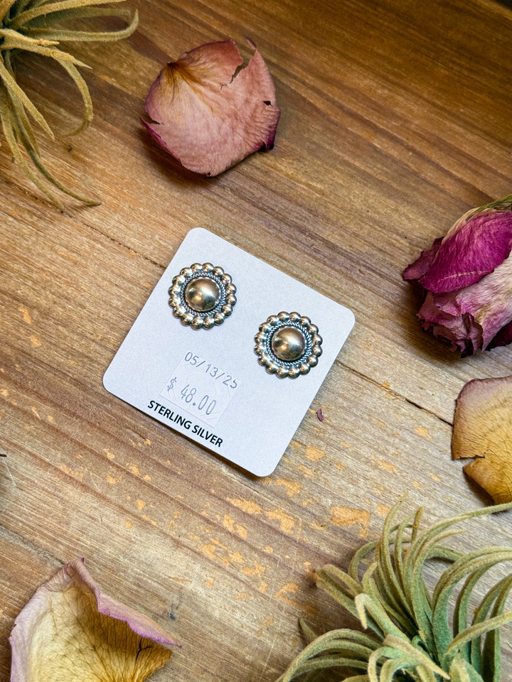 Sterling Silver Concho Earrings