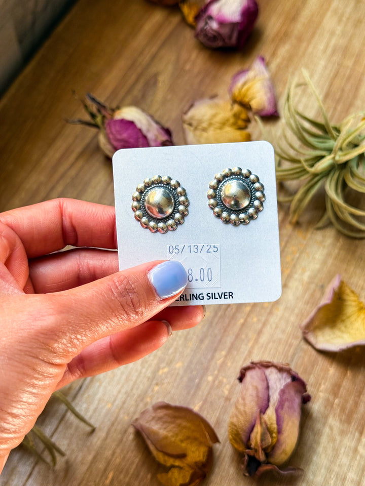 Sterling Silver Concho Earrings