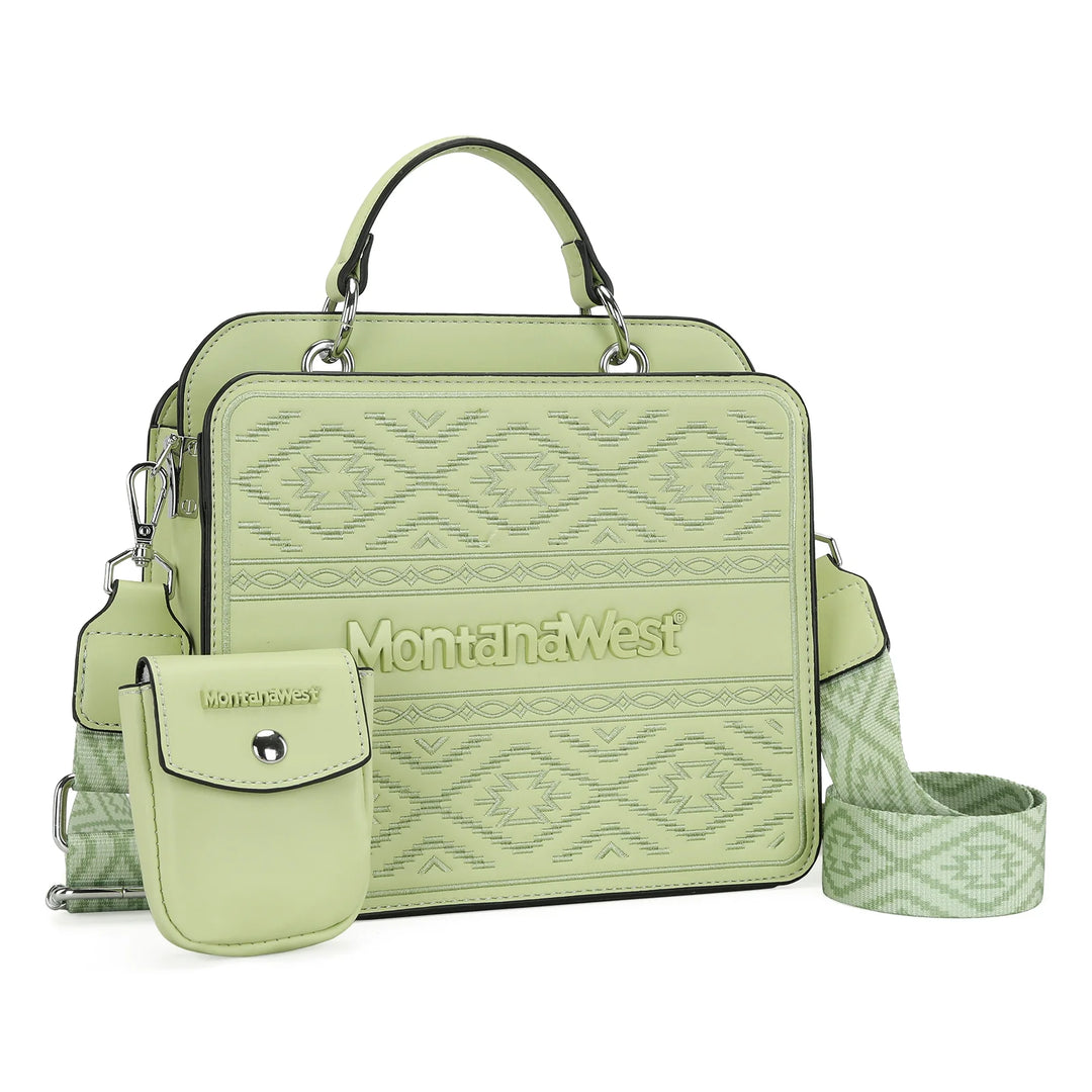 Montana Retro Aztec Tote Crossbody Bag: Sage