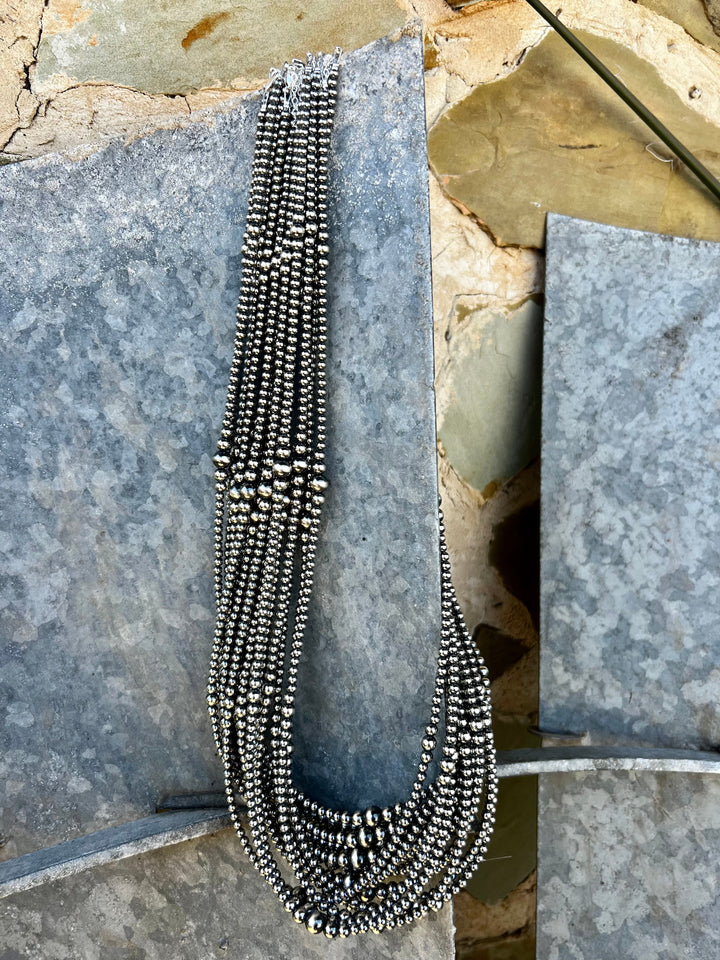 Graduated Silver Pearl Necklace - 28” - 4 through 8 mm