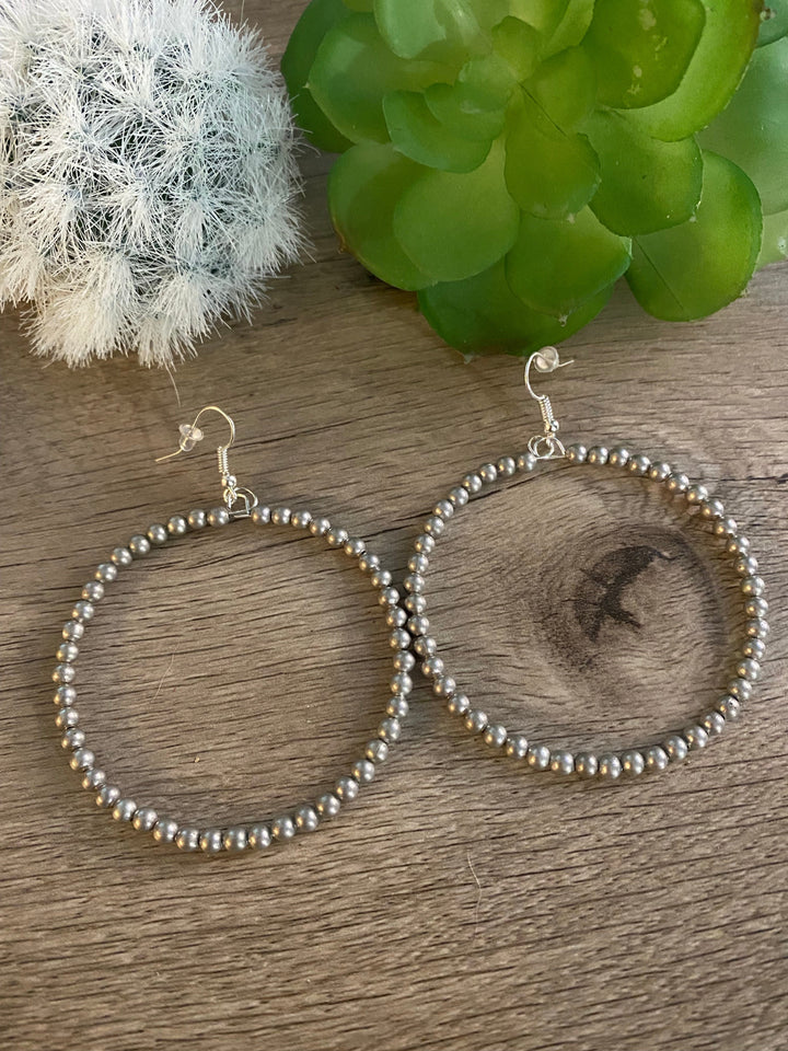 Silver Plated Pearl Hoop Earrings