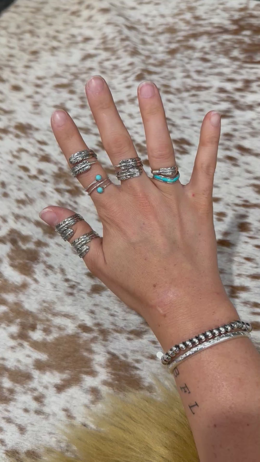 Sterling Feather Ring - Adjustable