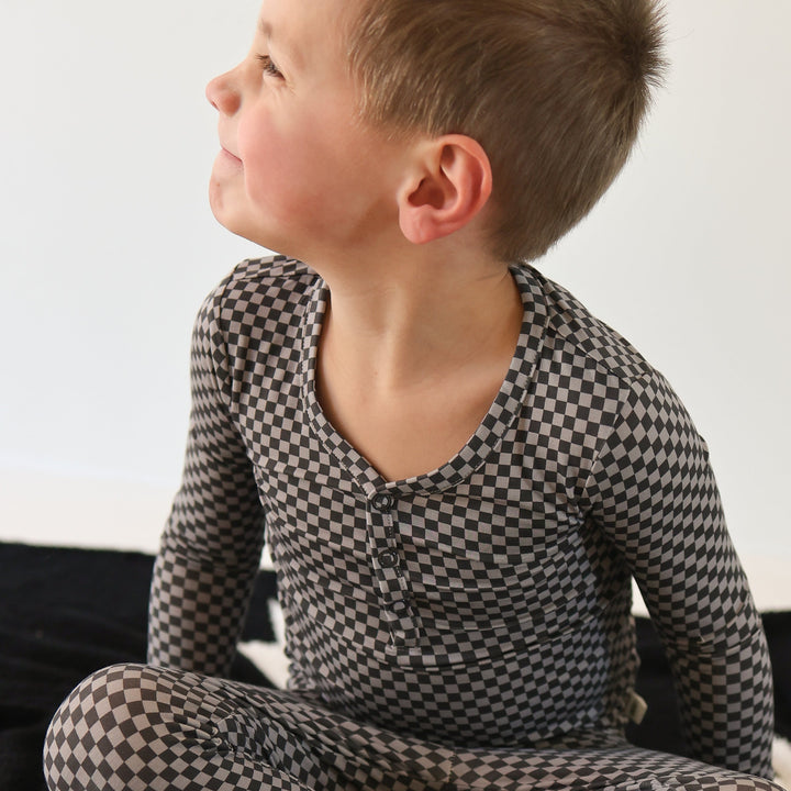 Bamboo Two Piece Pajamas | Street Micro Check
