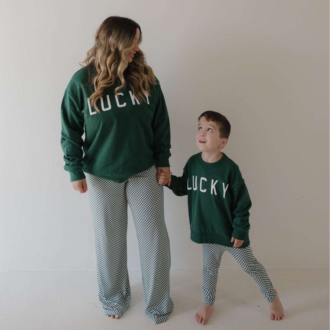 Women's Boxy Tee Lounge Set | Lucky Micro Check