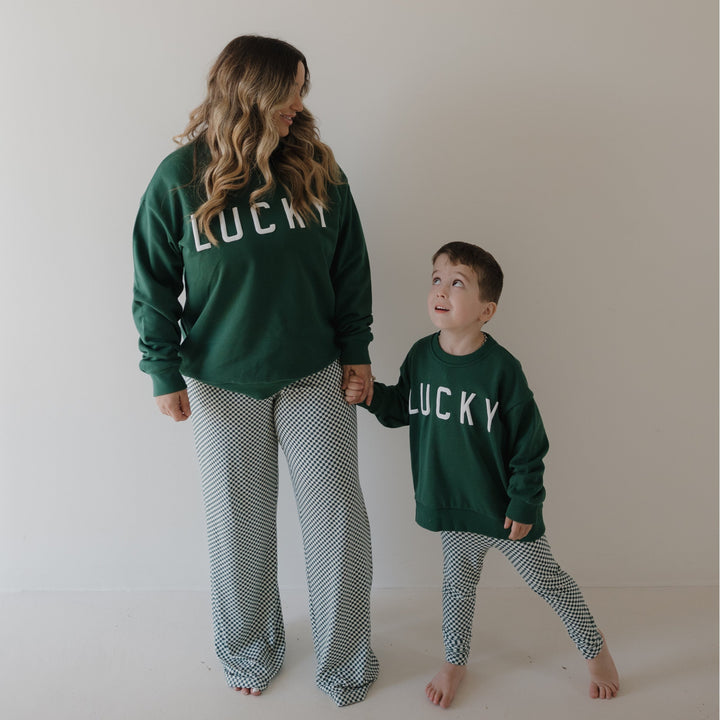 Women's Boxy Tee Lounge Set | Lucky Micro Check