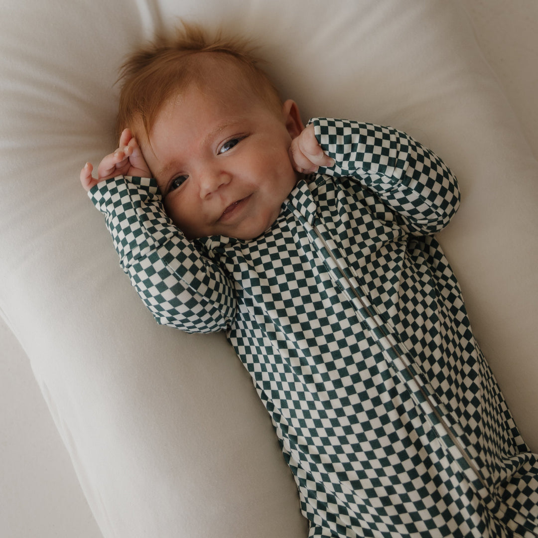 Bamboo Zip Pajamas | Lucky Micro Check