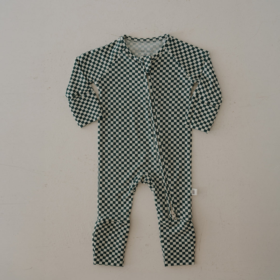 Bamboo Zip Pajamas | Lucky Micro Check