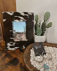 Cowhide Picture Frame: Black
